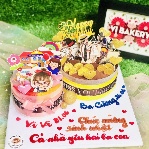 Bánh đôi Ba và Bé Gái - size 14 & 18